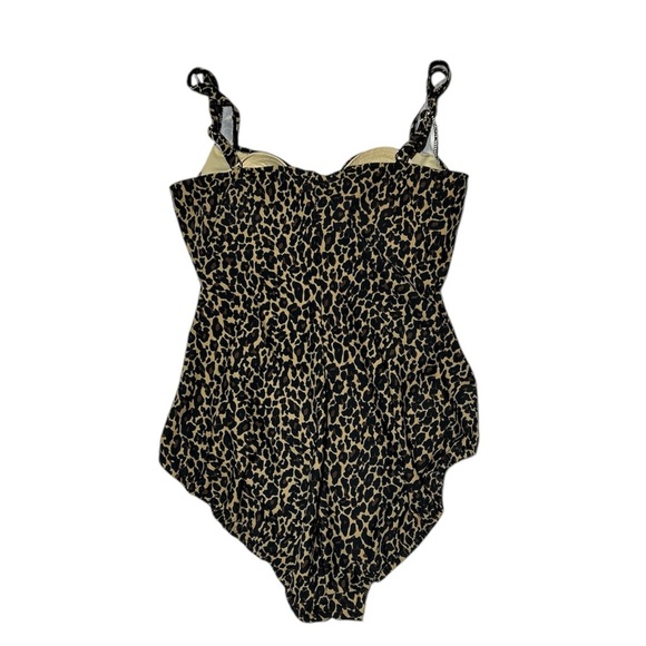 TrimShaper Ruched One Piece Cheetah Animal Print Swimsuit Bathing Suit Size 16 - Picture 2 of 6